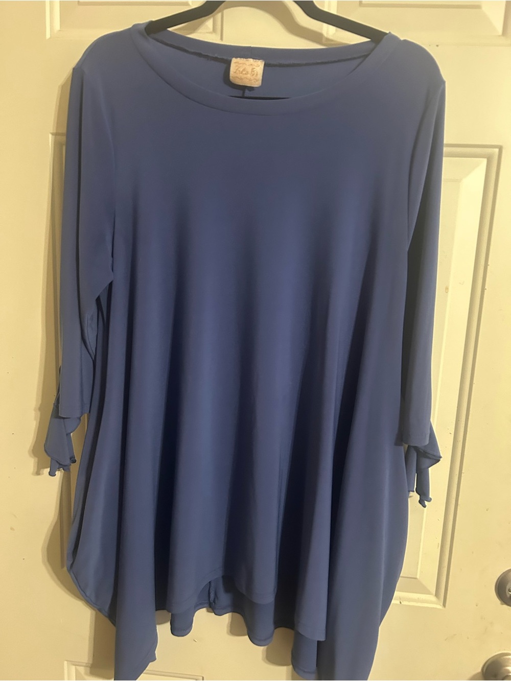 Zadie B’s 
Relaxed Royal Blue Women's Tunic with Tie-Sleeve Detail